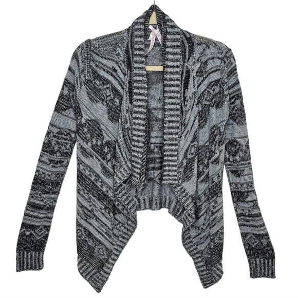 Derek Heart Flyaway Open Front Cardigan w/ Empire Waist and Tab Collar Small - Picture 4 of 9